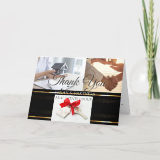 Black & Gold Real Estate Marketing Introduction Thank You Card