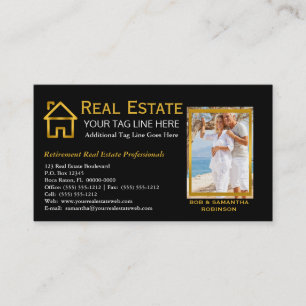 Black   Gold Real Estate Mortgage Real Estate Agen Business Card