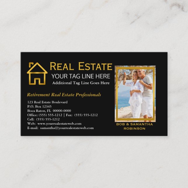 Black | Gold Real Estate Mortgage Real Estate Agen Business Card (Front)