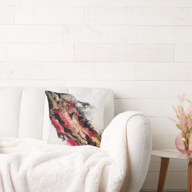 Black Gold Red Abstract Pillow (Couch)