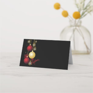 Black, Gold & Red Christmas Party Place Card