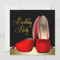 Black Gold Red High Heel Shoes Birthday Party
