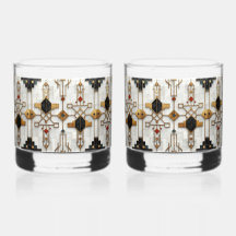 Black Gold Red Modern Geometric Pattern
