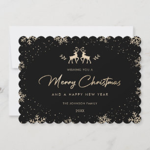 Black Gold Reindeer Snowflake Holiday Card