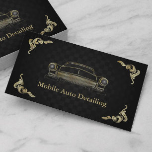 Black Gold Retro Auto Detailing business card