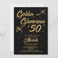 Black Gold Retro Golden Glamourous 50th Birthday