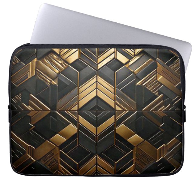 Black Gold Retro Laptop Sleeve (Front)