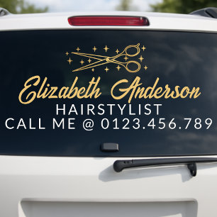 Black & Gold Retro Typography Hairstylist Car