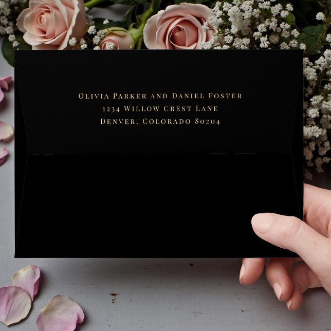 Black Gold Return Address Wedding Envelope (Creator Uploaded)