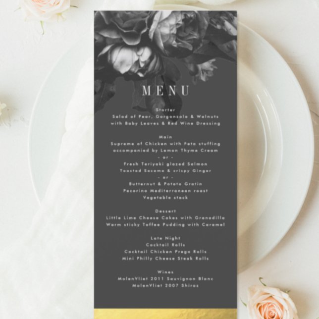 Black Gold Rose Bouquet Wedding Menu (Creator Uploaded)