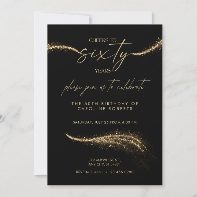 Black & Gold Royal 60th Birthday Invitation   (Front)