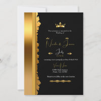 Black & Gold Royal Crown Elegant Glam Wedding   