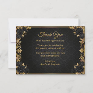 Black Gold Royal Crown Elegant Wedding Thank You Card