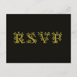 BLACK GOLD RSVP Gold Leaf  postcard