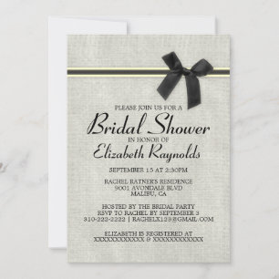 Black Gold Rustic Burlap Bridal Shower Invitations
