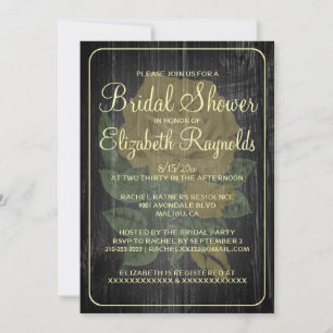 Black & Gold Rustic Floral Bridal Shower Invites