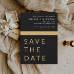 Black Gold Save the Date Elegant Gold<br><div class="desc">Wedding Elegant Black and Gold Save the Date Cards. The Save the Date cards contain a modern hand lettered cursive script typography that are elegant,  simple and modern to use after you minimalist simple wedding day celebration.</div>