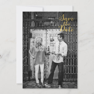 Black & Gold Save the Date Typography Invitation