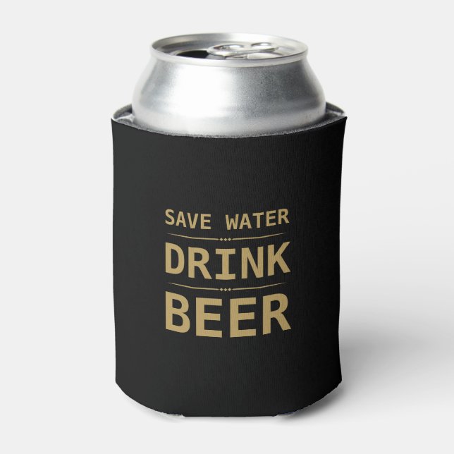 Black Gold Save Water Drink Beer Personalised Name Can Cooler (Can Front)