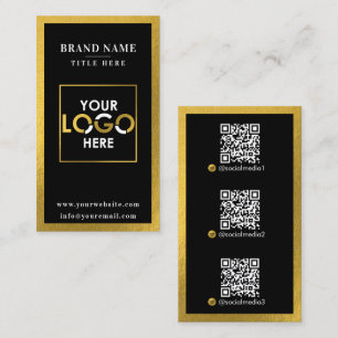 Black Gold Scannable Digital Contact QR Code Logo Business Card