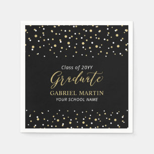 Black & Gold School Graduation Ceremony Party Napkin