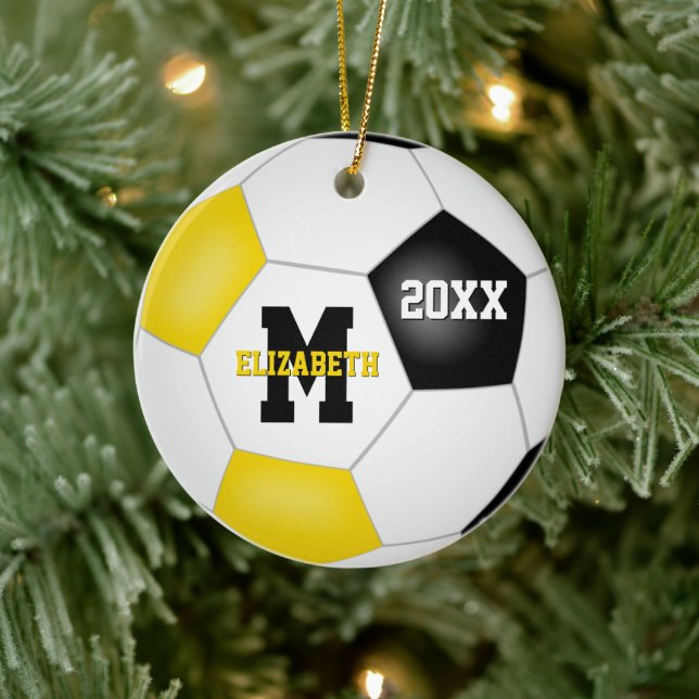 black gold school sports team colours soccer ceramic tree decoration (Tree)