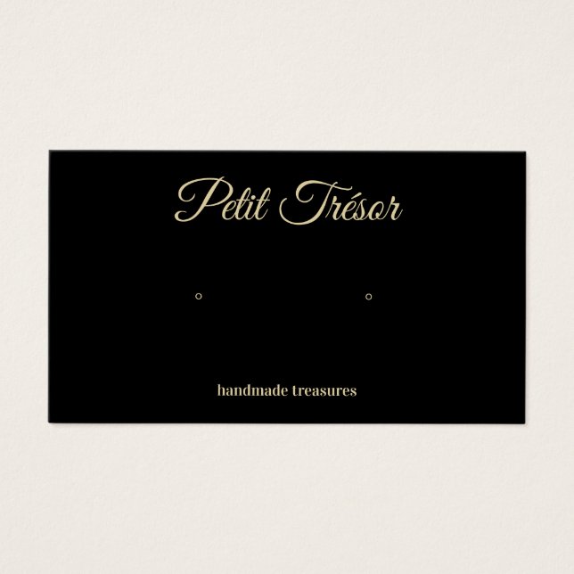 Black Gold Script Earring Display (Front)