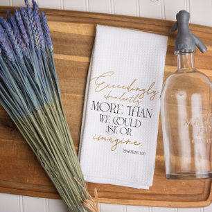 Black Gold Script Ephesians 3:20 Bible Verse Tea Towel