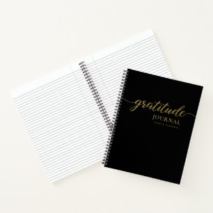 Black gold Script Gratitude Journal Personalised