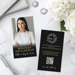 Black Gold Script Luxury Photo Business Card