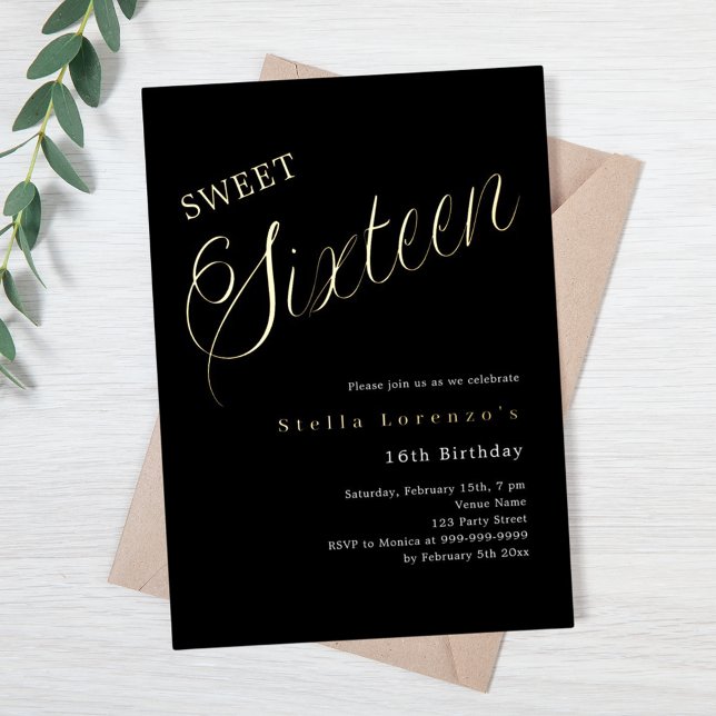 Black gold script luxury Sweet 16 (Creator Uploaded)
