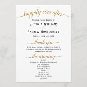 Black Gold Script Minimal Wedding Ceremony Programme