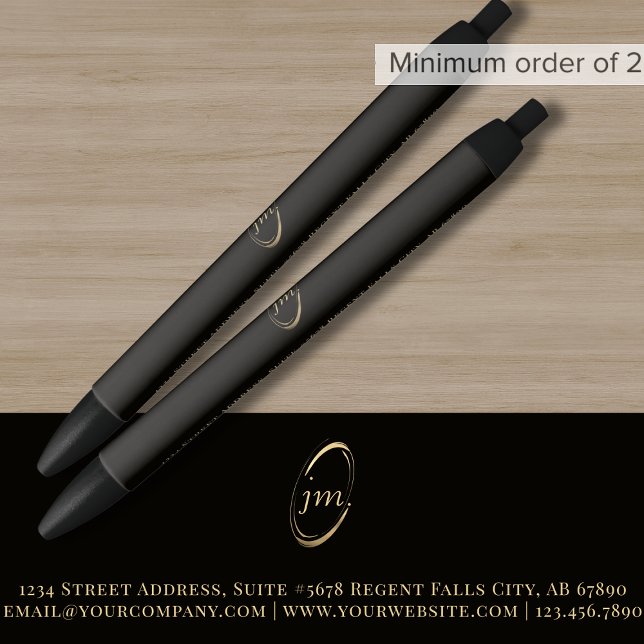 Black Gold Script Monogram Ink Pen (Creator Uploaded)
