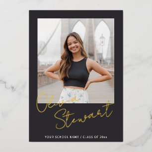 Black Gold Script Photo Senior Name Graduation