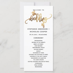 Black Gold Script Typography Wedding Program
