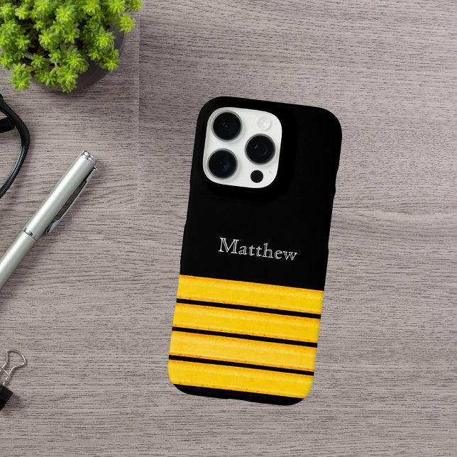 Black gold ship captain stripes Case-Mate iPhone case (Creator Uploaded)
