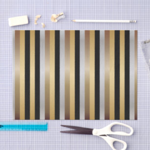 Black, Gold, Silver and Bronze Stripes Tissue Paper