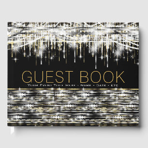 Black Gold Silver Sparkle Guest Book