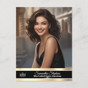 Black & Gold Single-Sided Pageant Promo Postcard