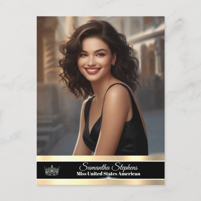 Black & Gold Single-Sided Pageant Promo Postcard (Front)