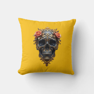 Black/Gold Skull Cushion