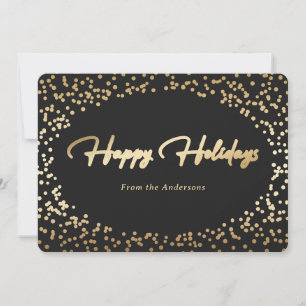 Black Gold Snow Calligraphy Holidays Cards