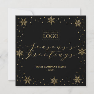 Black & Gold Snowflake Christmas Holiday Logo Card