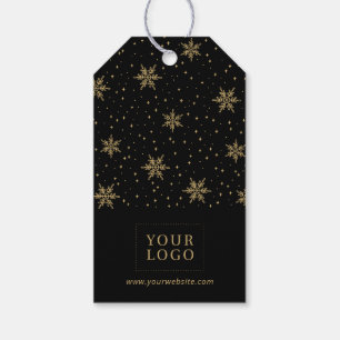 Black & Gold Snowflake Christmas Holiday Logo Gift Tags