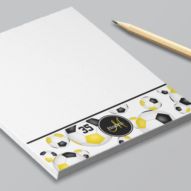black gold soccer balls pattern accent notepad (Creator Uploaded)