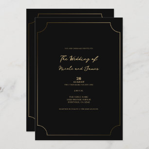 Black & Gold Sophisticated Minimal Wedding Invitation
