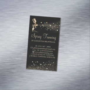 Black Gold Sparkle Painter Logo Spray Tan Magnetic Business Card