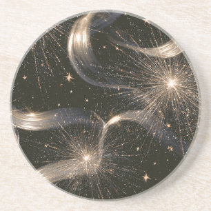 Black Gold Sparkle Stars Coaster