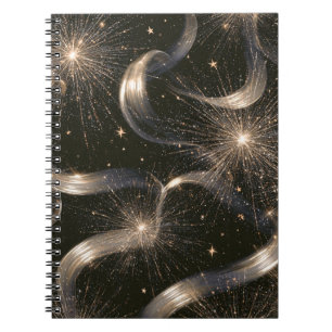 Black Gold Sparkle Stars Notebook