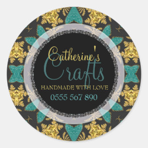 Black+Gold Sparkle + Teal Business Product Sticker